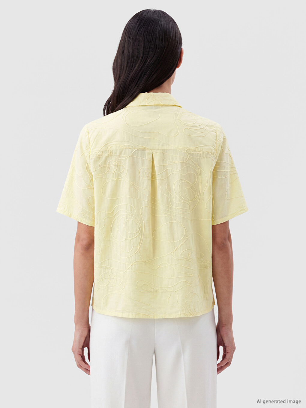 Short Sleeve Embroidered Women's Shirt-3