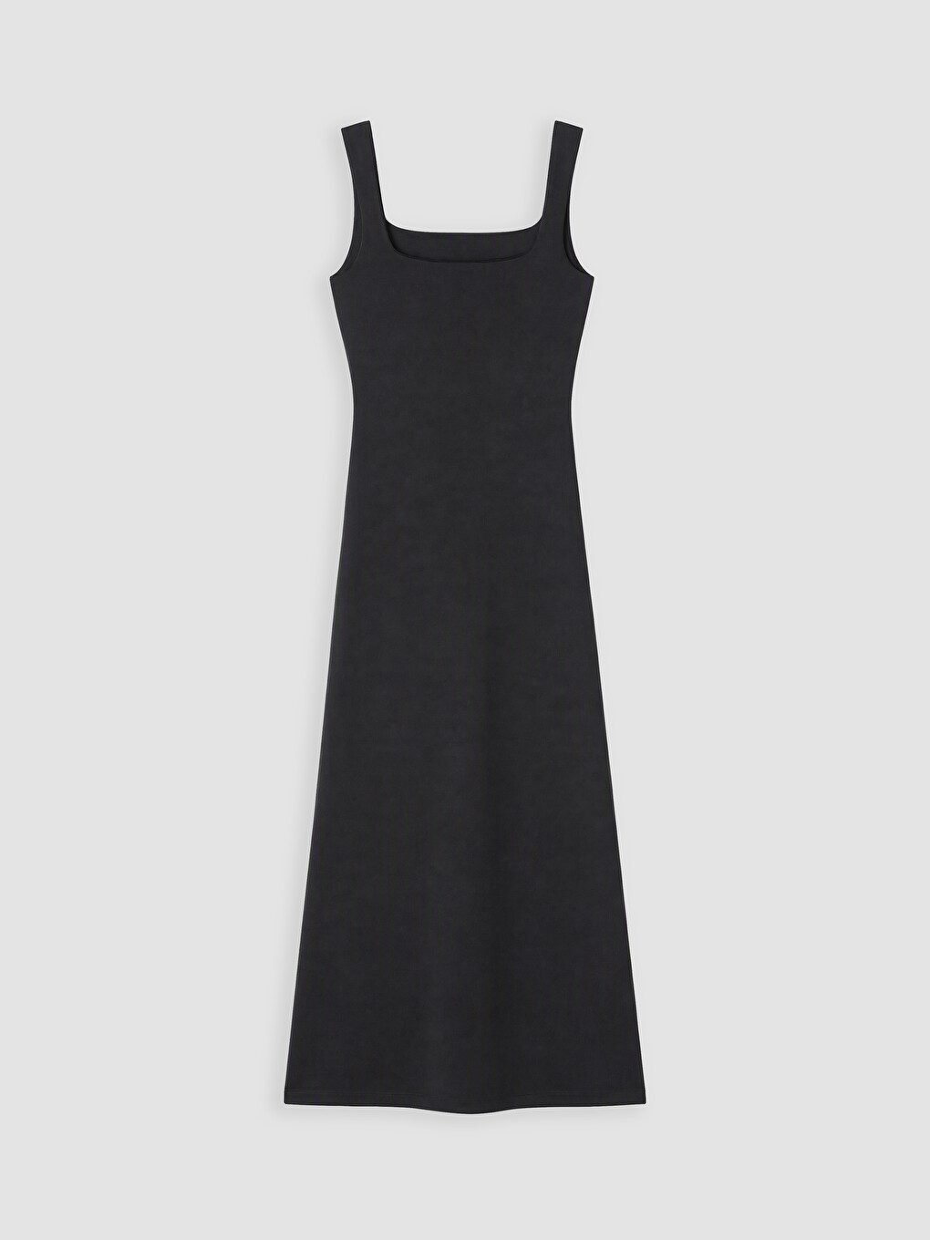 Siyah Kare Yaka Büzgülü Bodycon Elbise-2