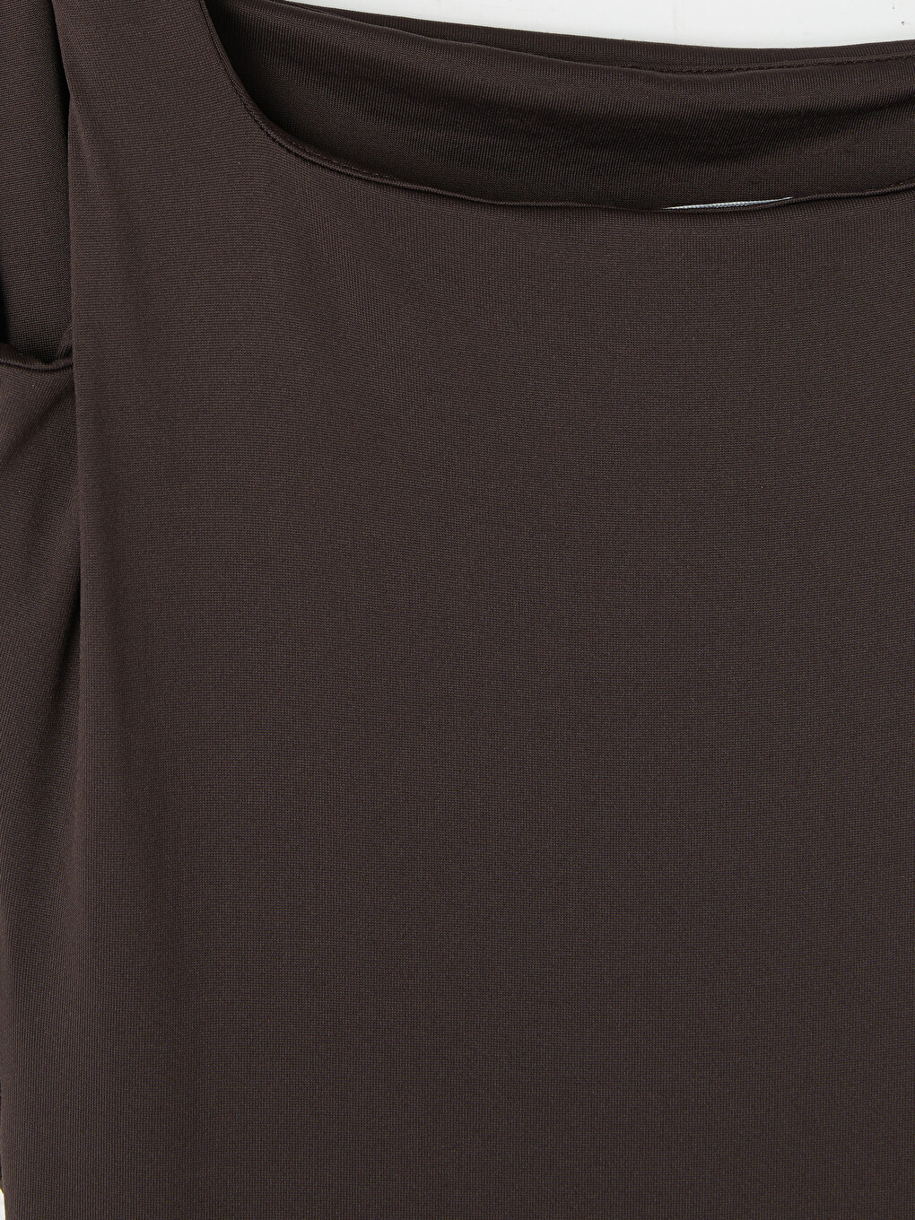 Kahverengi Kare Yaka Büzgülü Bodycon Elbise-5
