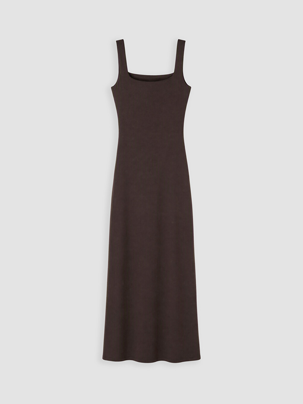 Kahverengi Kare Yaka Büzgülü Bodycon Elbise-6