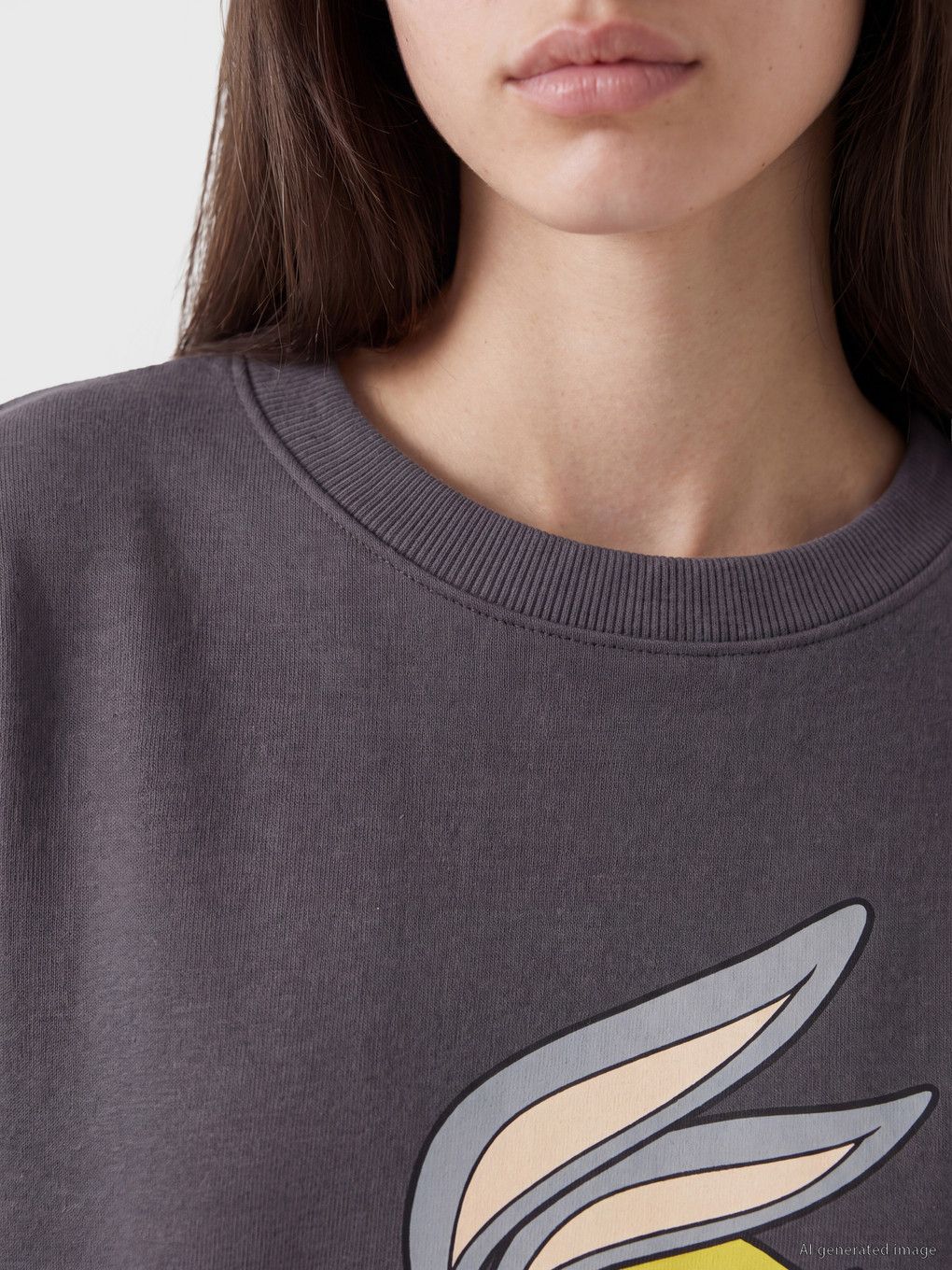 Bugs Bunny Printed Oversize Women's Thick Sweatshirt-2