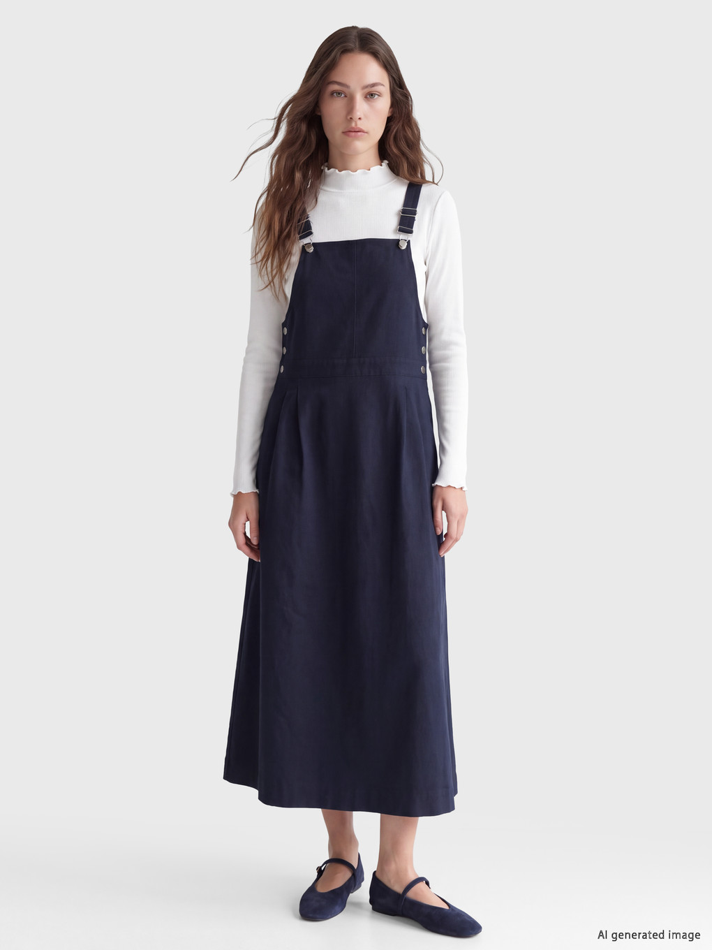 Square Neck Pinafore Dress-1