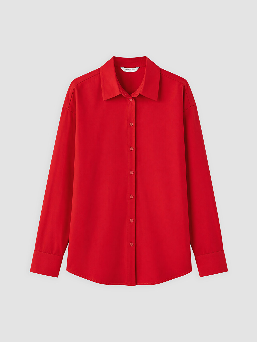Kırmızı Oversize Poplin Kadın Gömlek-4