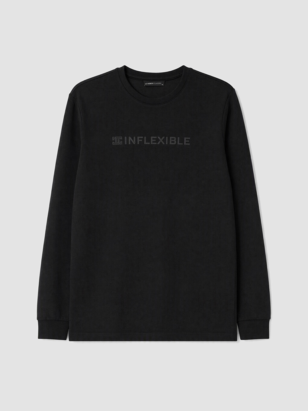 Siyah Bisiklet Yaka Baskılı Erkek Sweatshirt