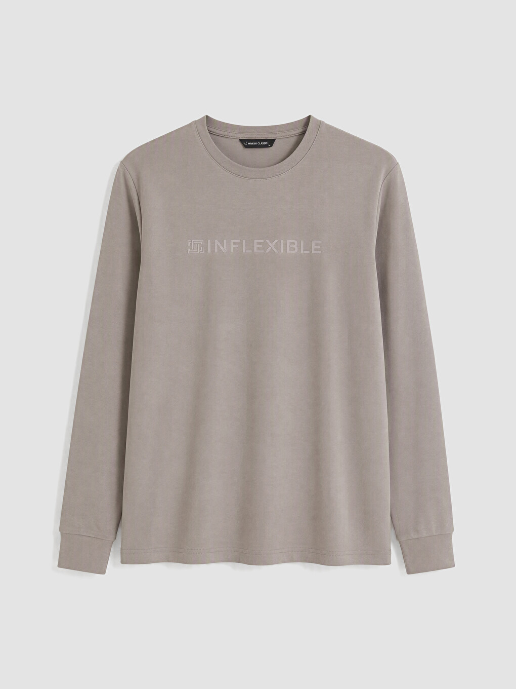 Gri Bisiklet Yaka Baskılı Erkek Sweatshirt
