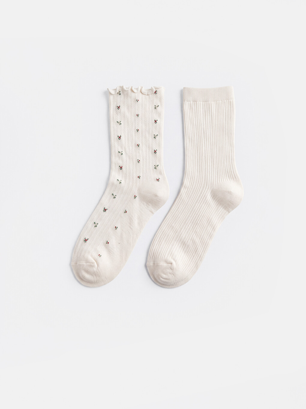 Șosete Până La Gleznă Basic Cu Model Floral Pentru Femei, Set De 2 Bucăți
