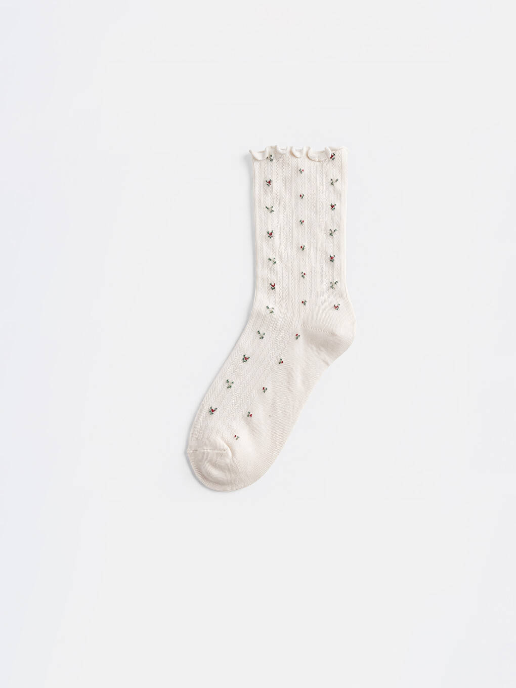 Șosete Până La Gleznă Basic Cu Model Floral Pentru Femei, Set De 2 Bucăți-1