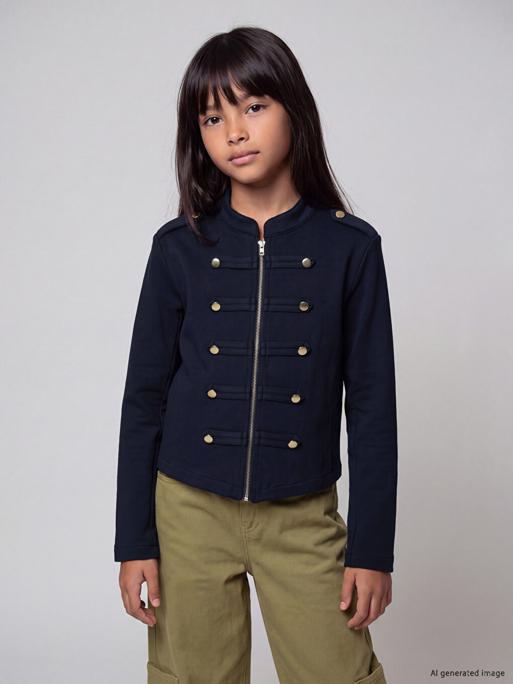  Button Detailed Girls' Shirt Jacket