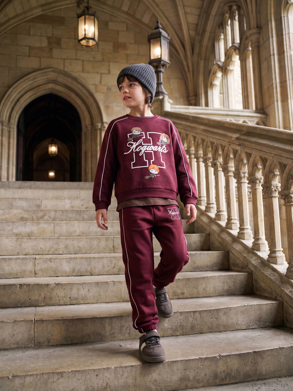 Bordo Harry Potter Baskılı Erkek Çocuk Takım-1