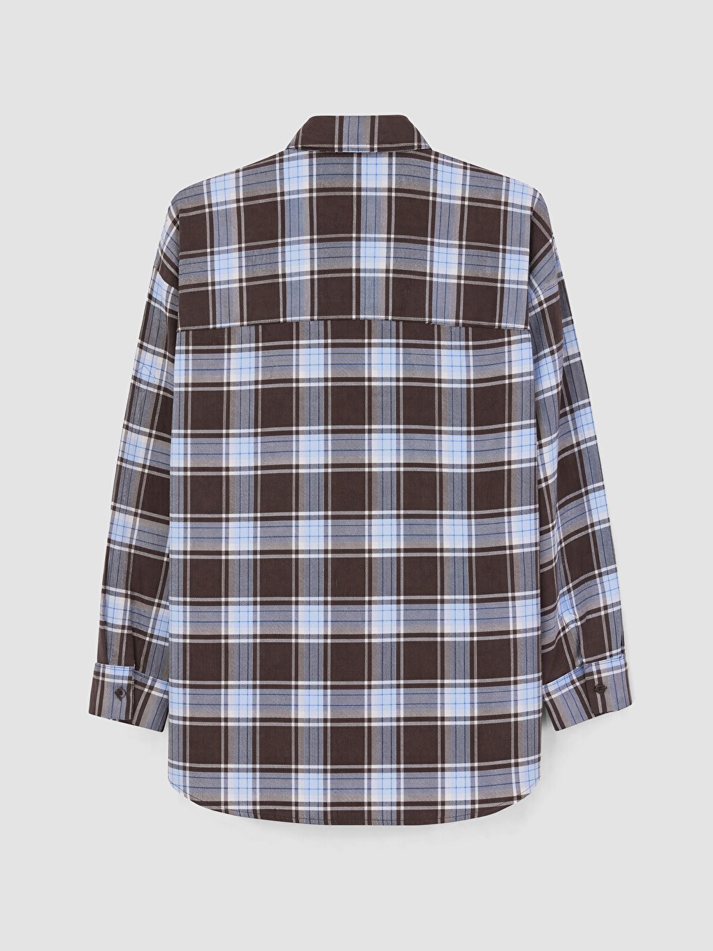 Kahverengi Ekose Oversize Kadın Oduncu Gömlek-6