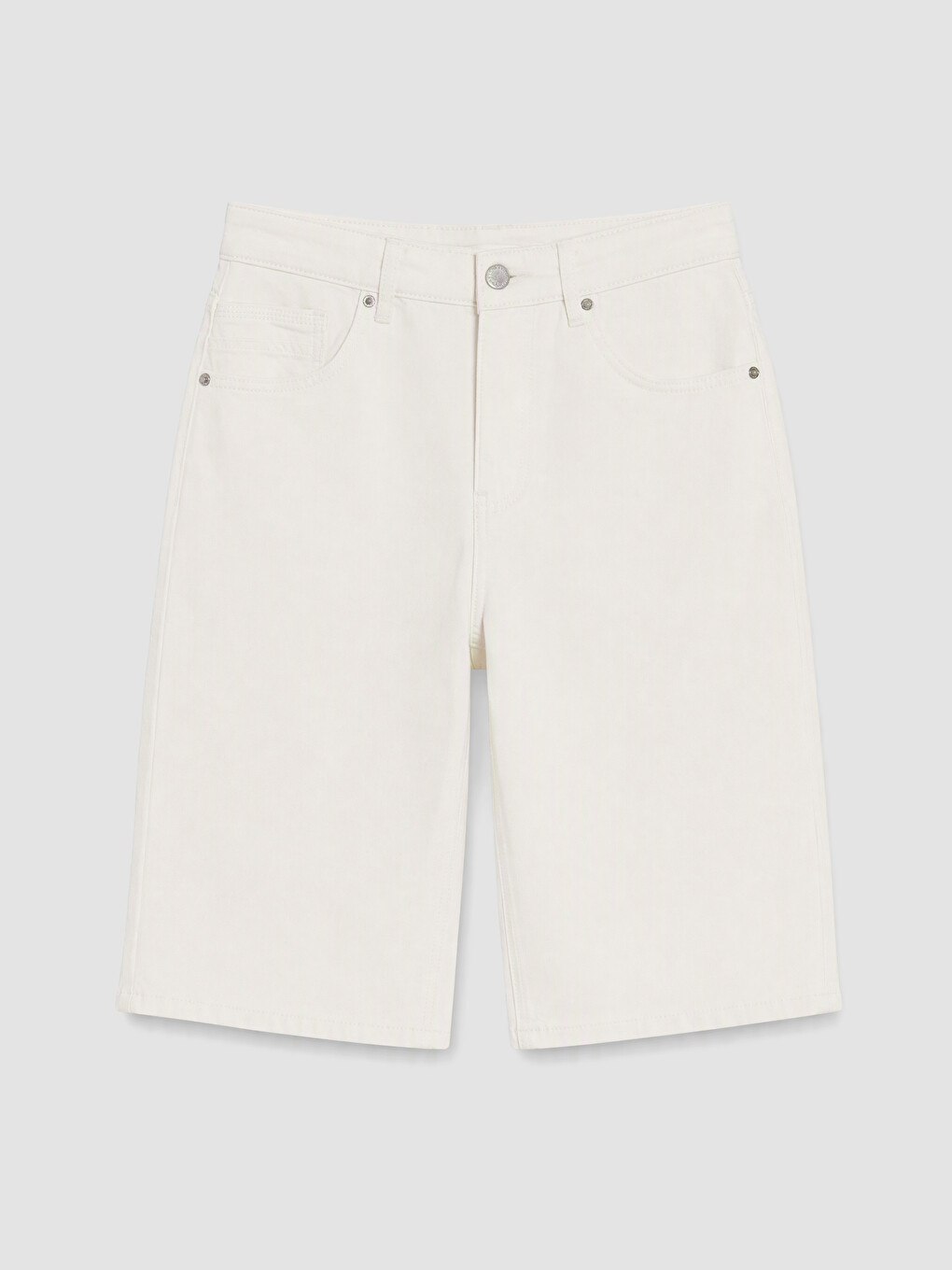 Beyaz Loose Fit Erkek Jean Şort