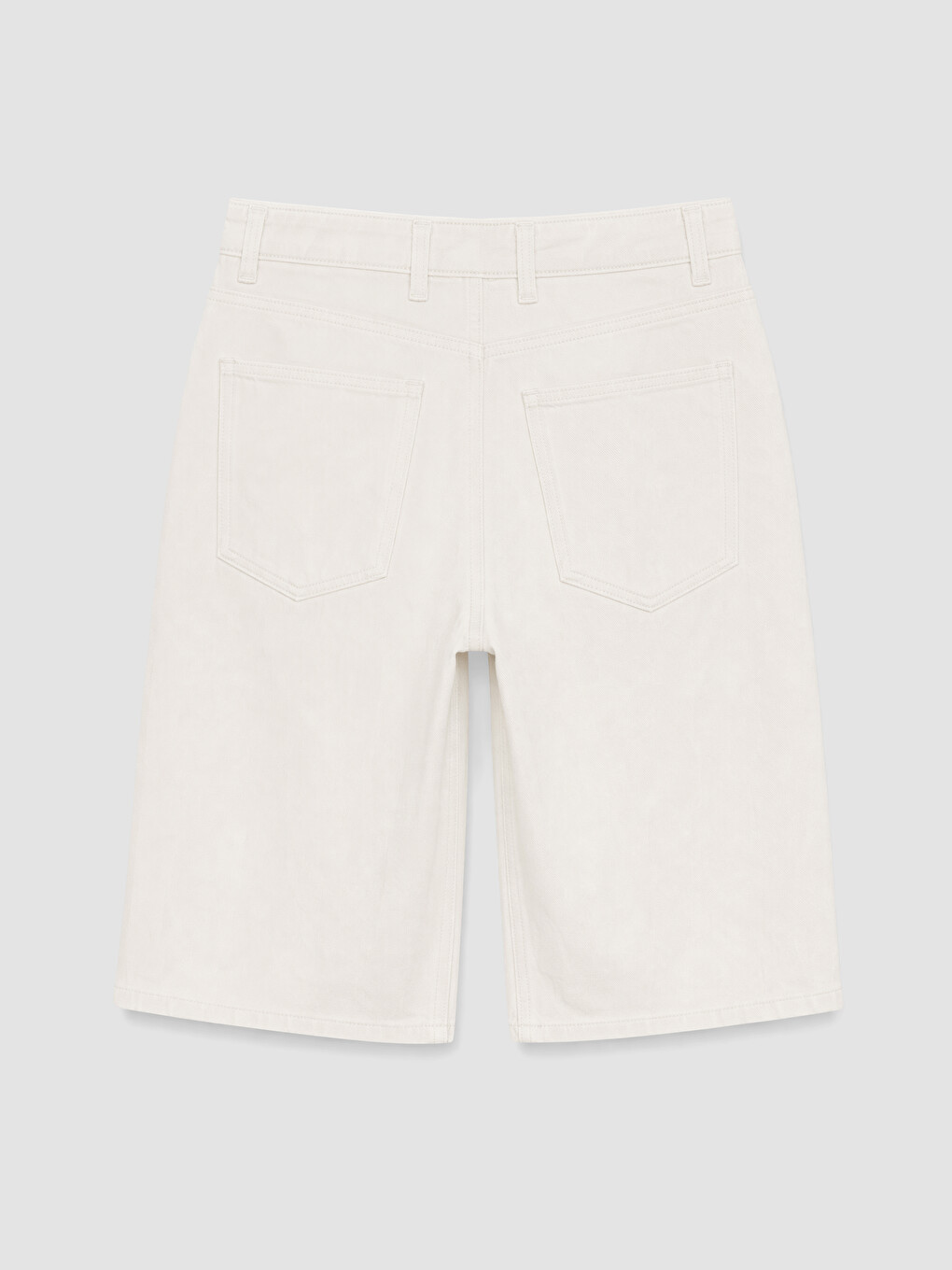 Beyaz Loose Fit Erkek Jean Şort-1
