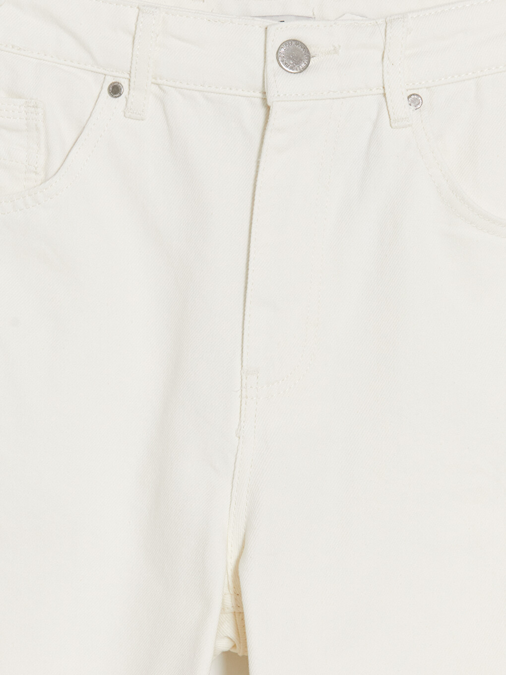 Beyaz Loose Fit Erkek Jean Şort-2