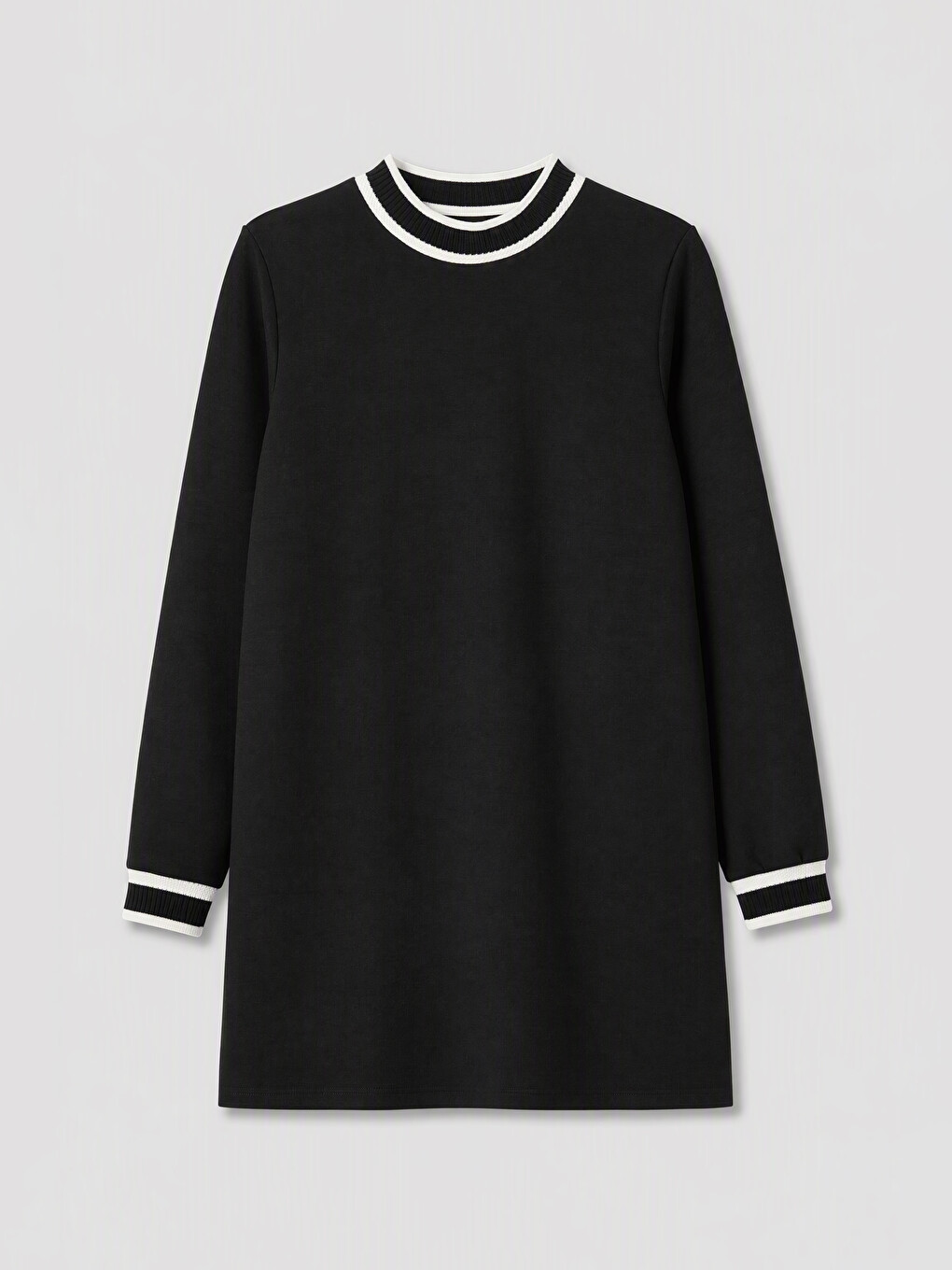 Siyah Şerit Detaylı Soft Touch Kadın Sweatshirt Tunik