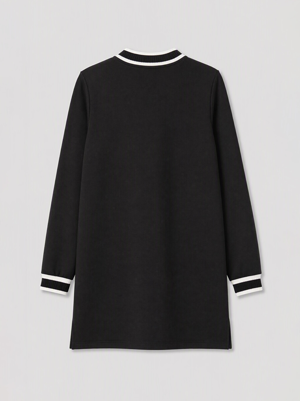 Siyah Şerit Detaylı Soft Touch Kadın Sweatshirt Tunik-1