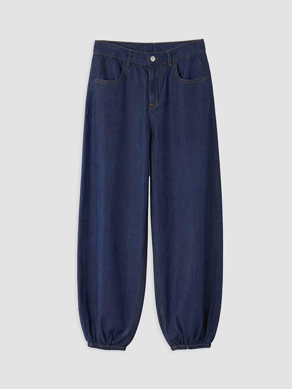 İndigo Balloon Fit Paçası Lastikli Kız Çocuk Jean Pantolon