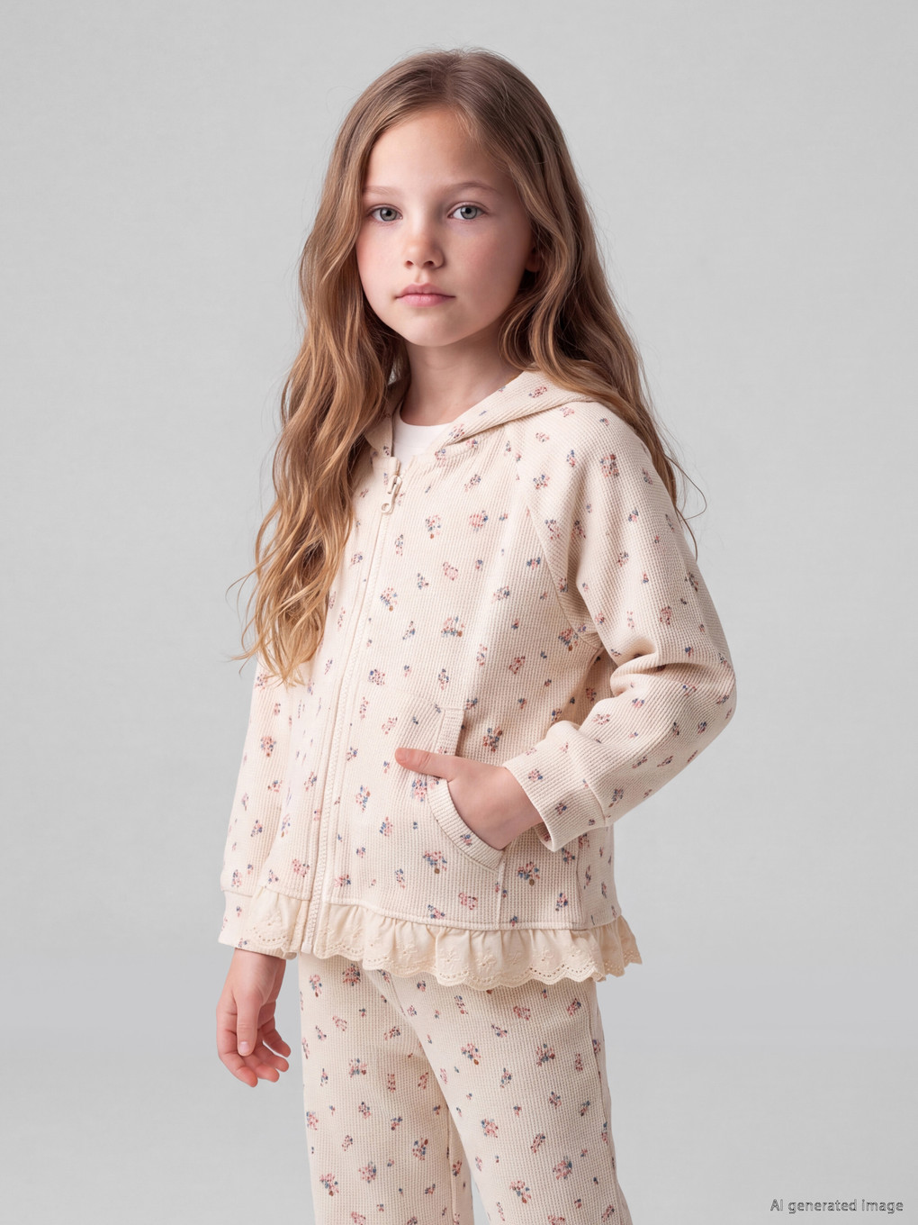 Flower Patterned Girls' Set-1