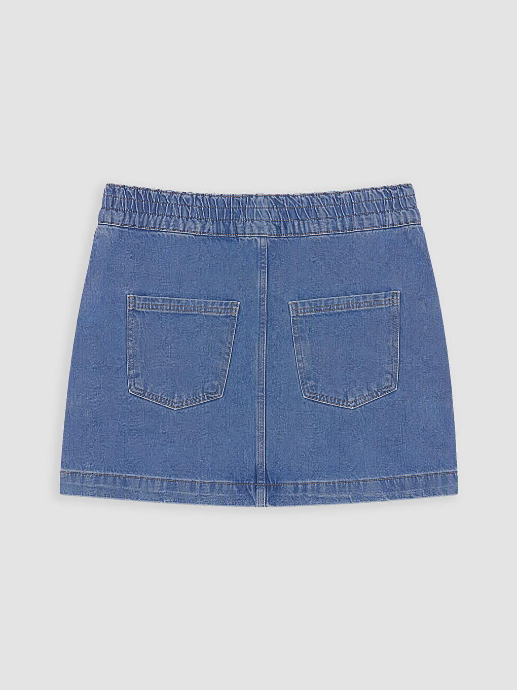 Elastic Waist Mini Jean Skirt-6