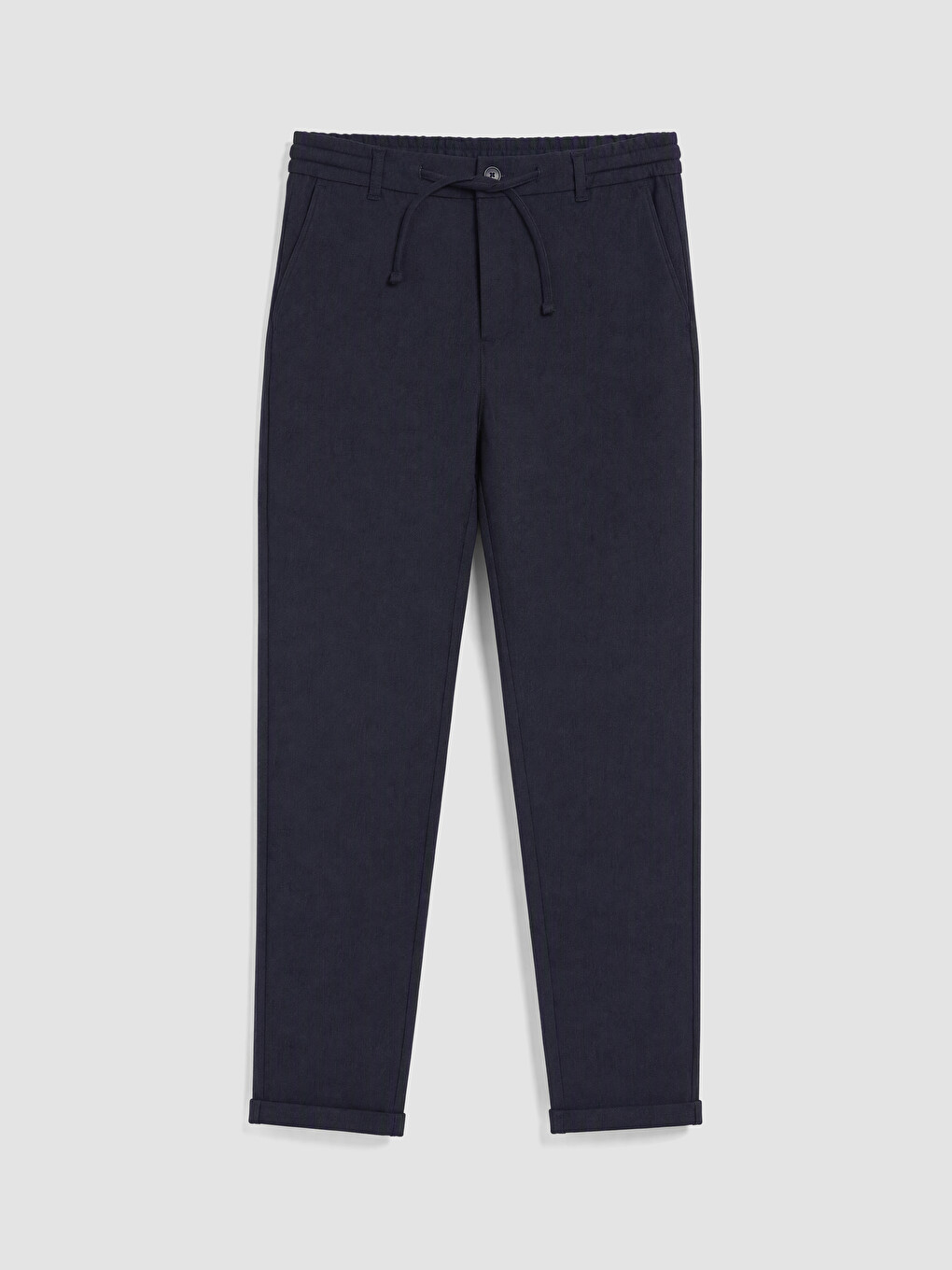 Lacivert Beli Lastikli Ve Bağcıklı Slim Fit Erkek Pantolon-4