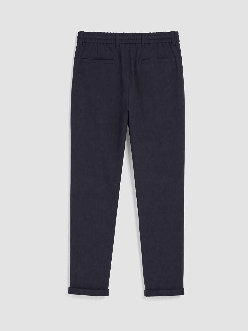 Lacivert Beli Lastikli Ve Bağcıklı Slim Fit Erkek Pantolon-5