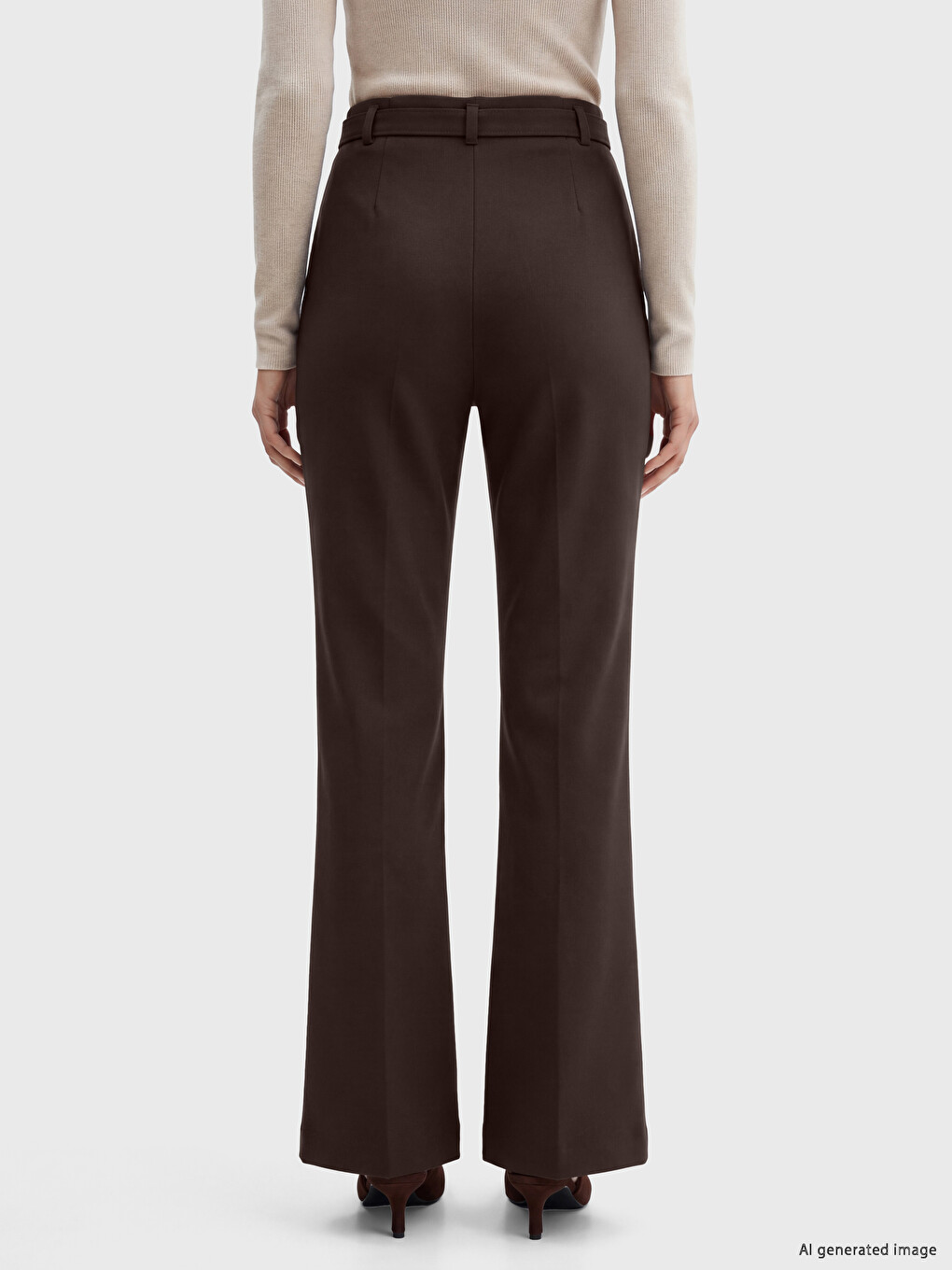 Waist Belted Slim Fit Women's Trousers-3