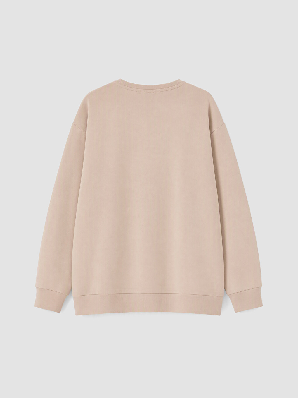 Bej Büyük Beden Nakışlı Kadın Sweatshirt-4