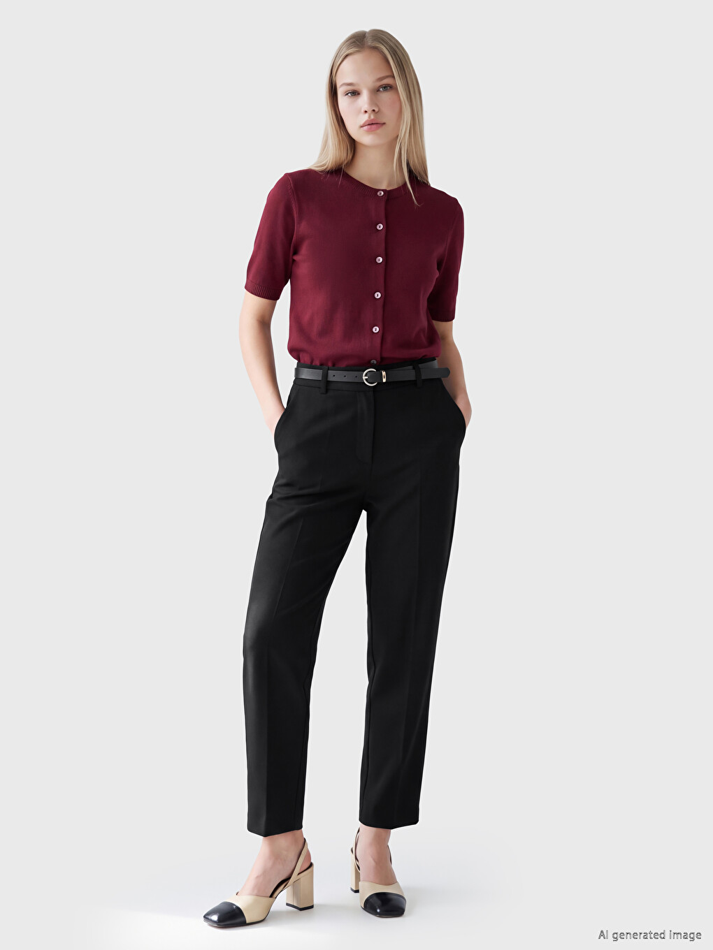 Waist Belted Women's Trousers