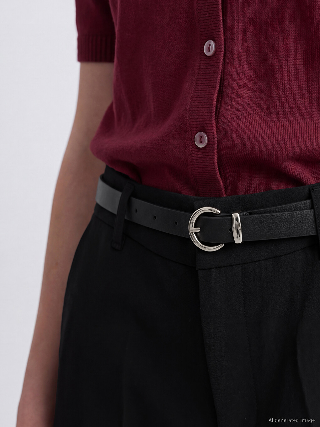 Waist Belted Women's Trousers-2