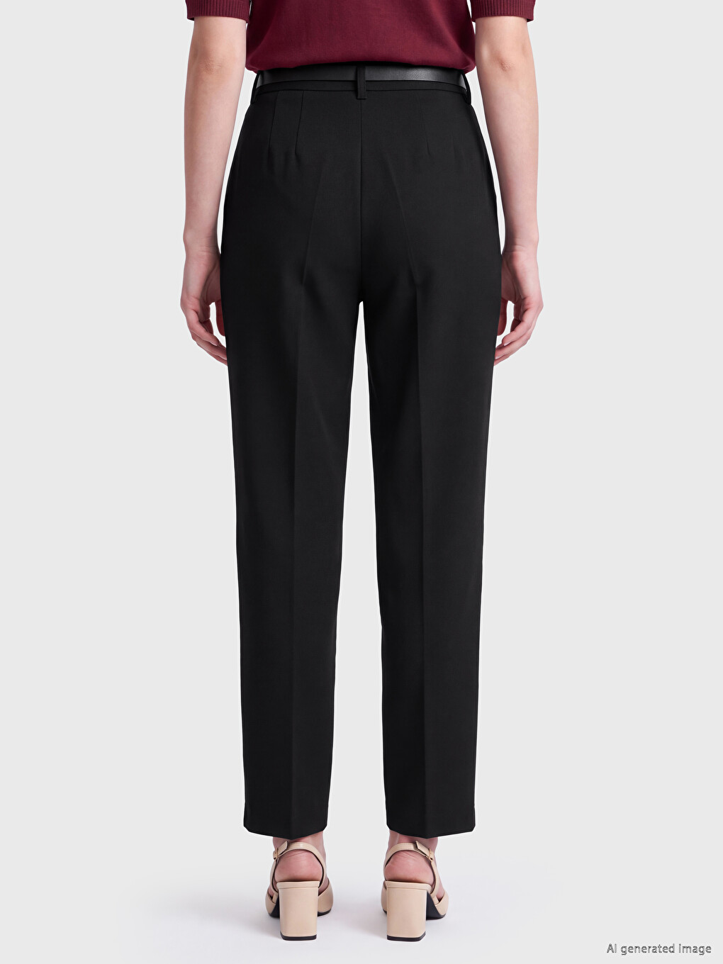 Waist Belted Women's Trousers-3
