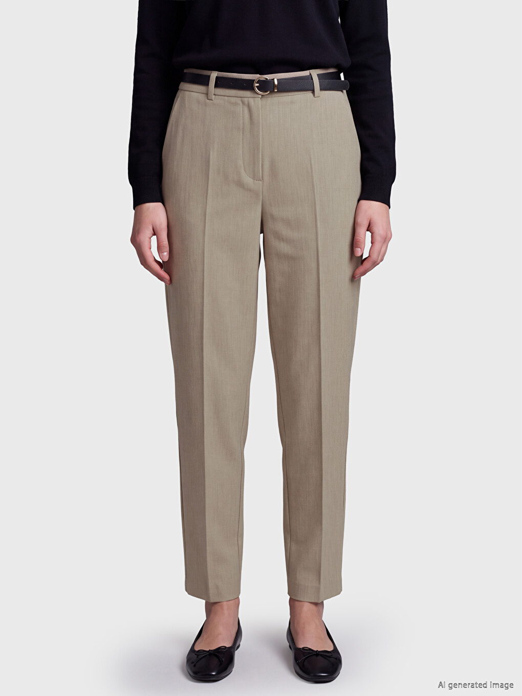 Pantaloni Slim Fit Cu Talie Înaltă Pentru Femei-1