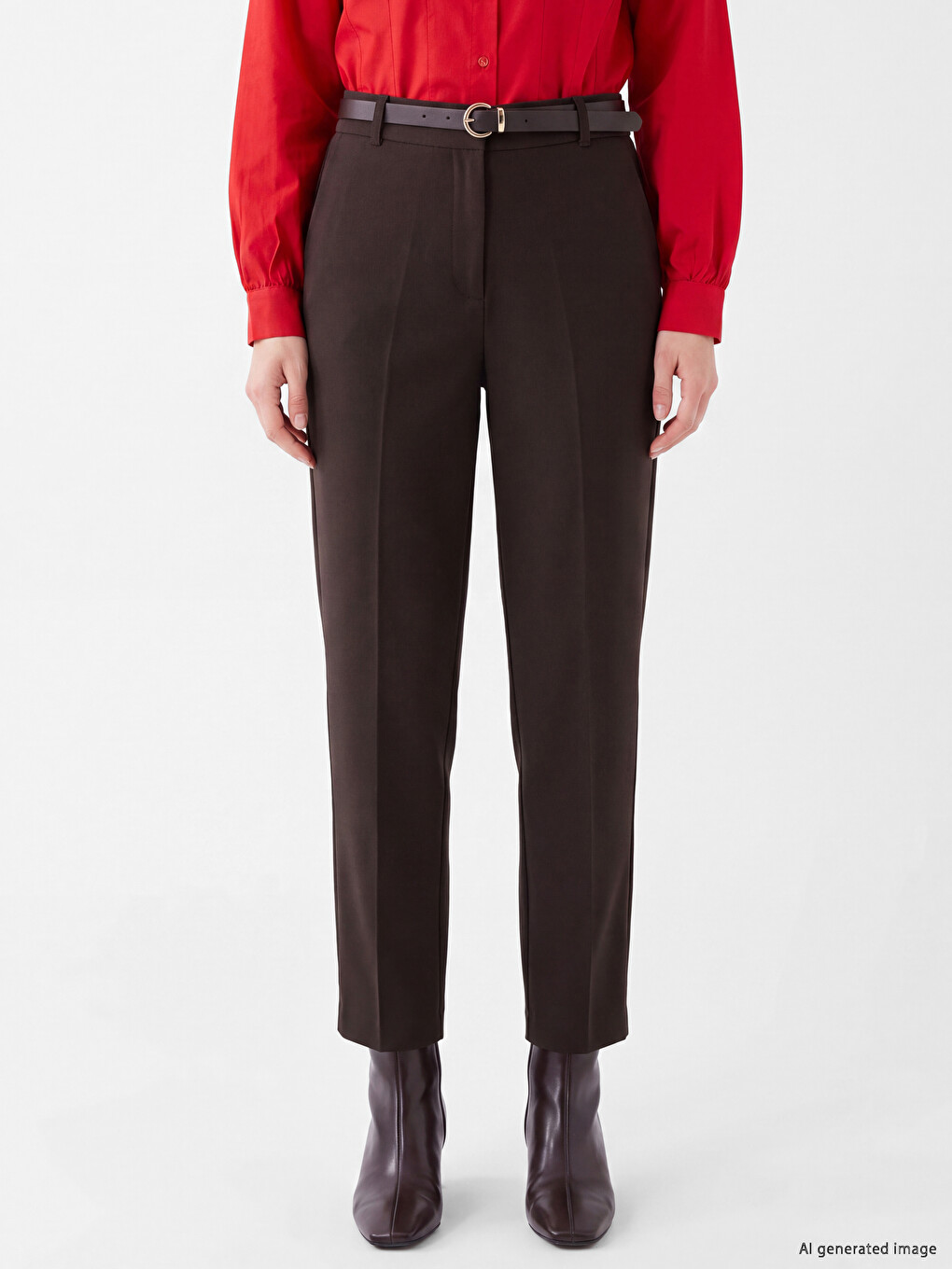 Waist Belted Women's Trousers-1