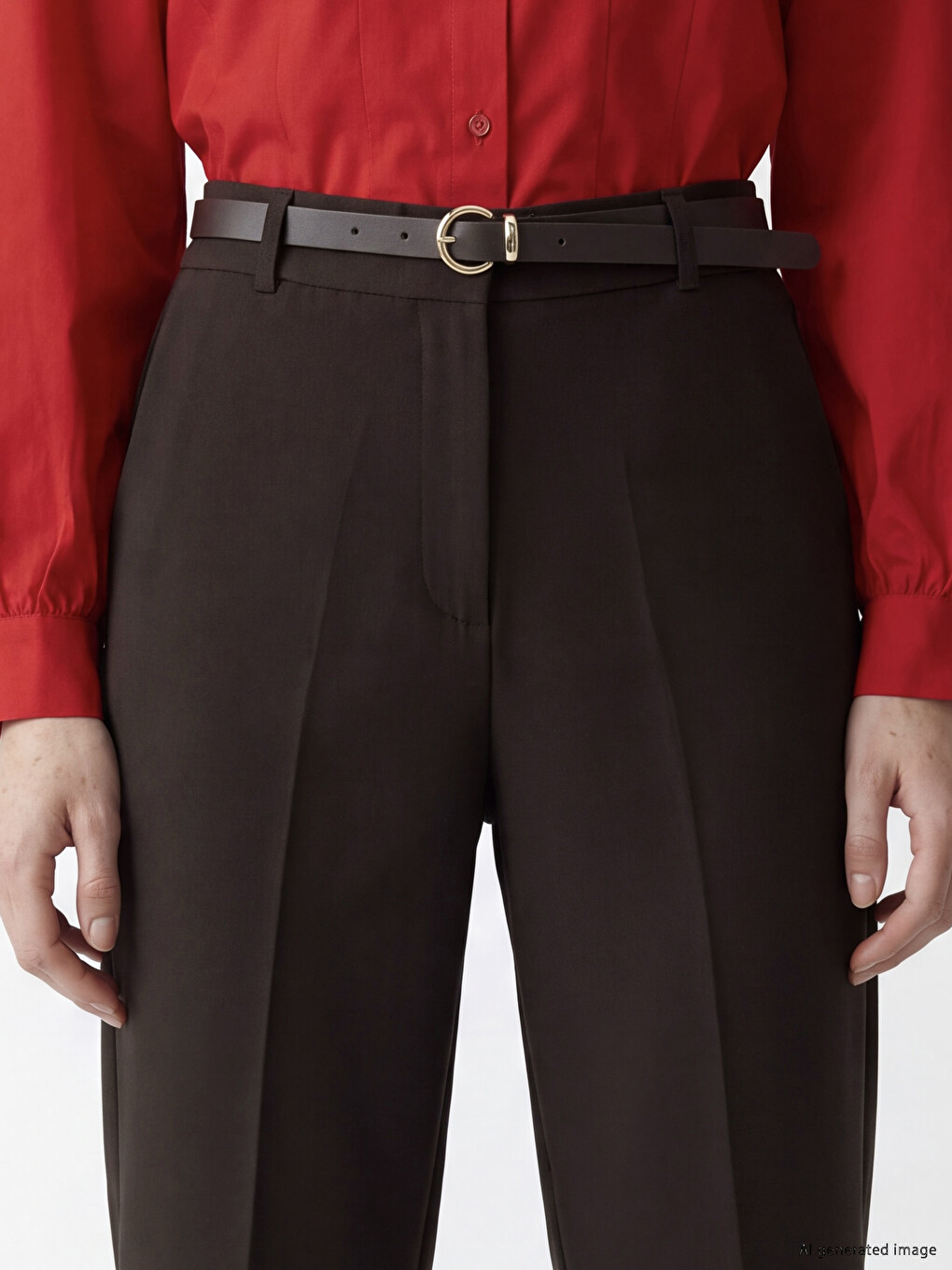 Waist Belted Women's Trousers-2
