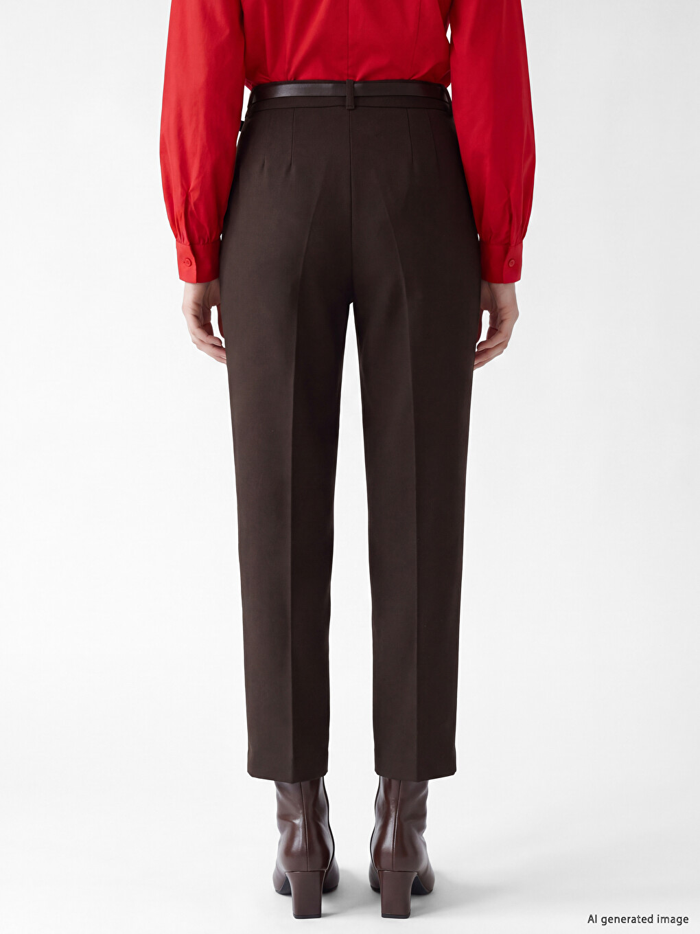 Waist Belted Women's Trousers-3