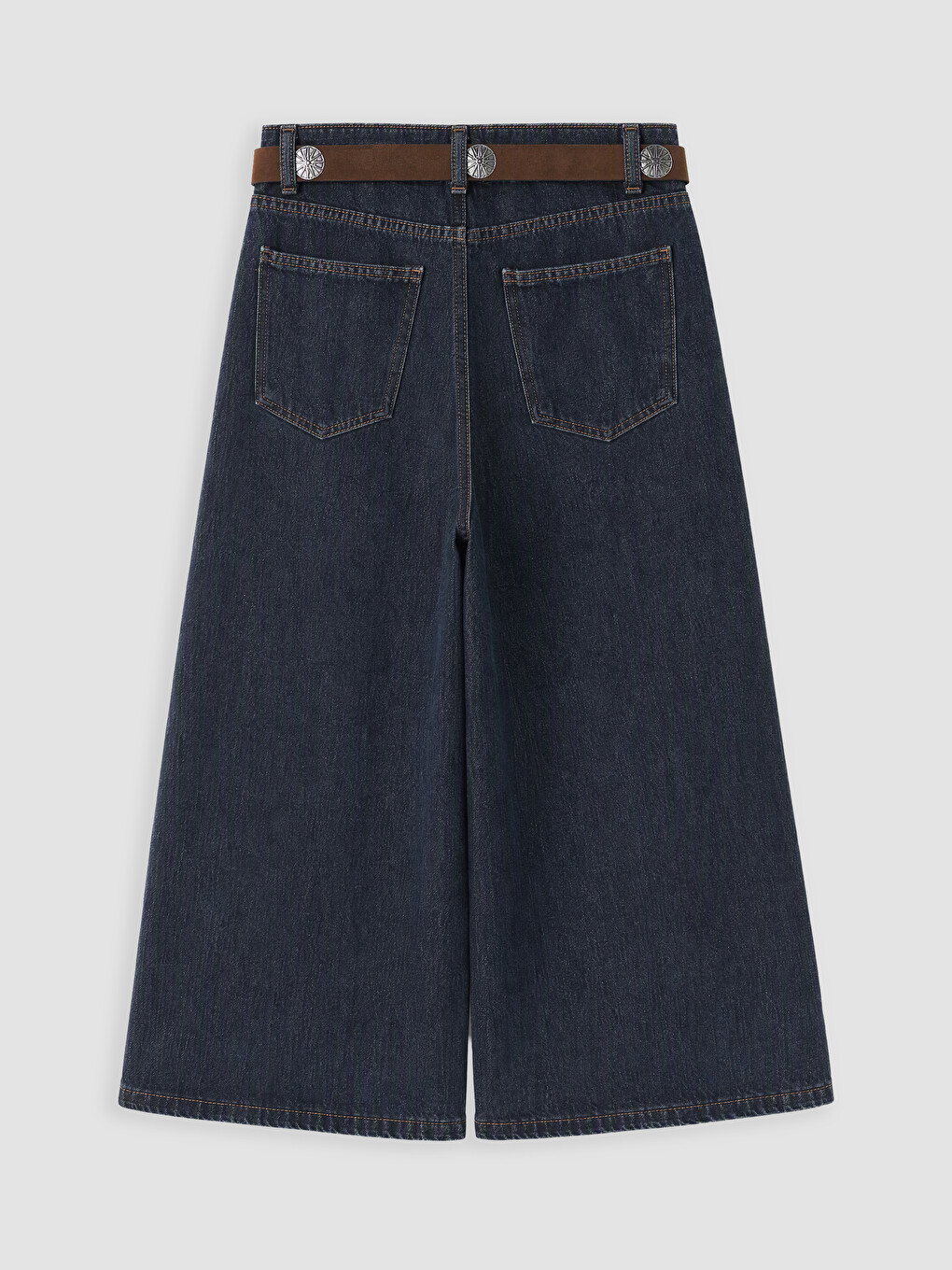 İndigo Beli Kemerli Kadın Jean Pantolon-6