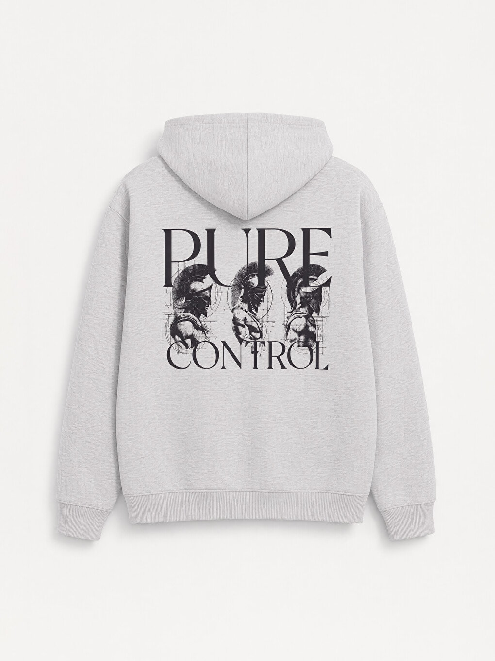 Gri Baskılı Erkek Kalın Hoodie-4