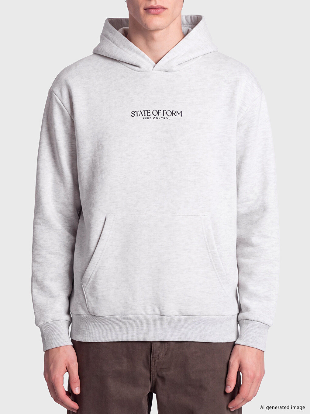 Gri Baskılı Erkek Kalın Hoodie-1