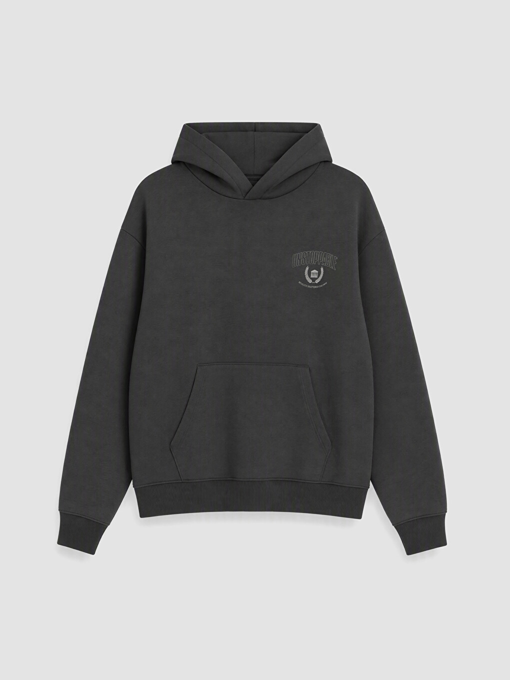 Antrasit Baskılı Erkek Hoodie-4