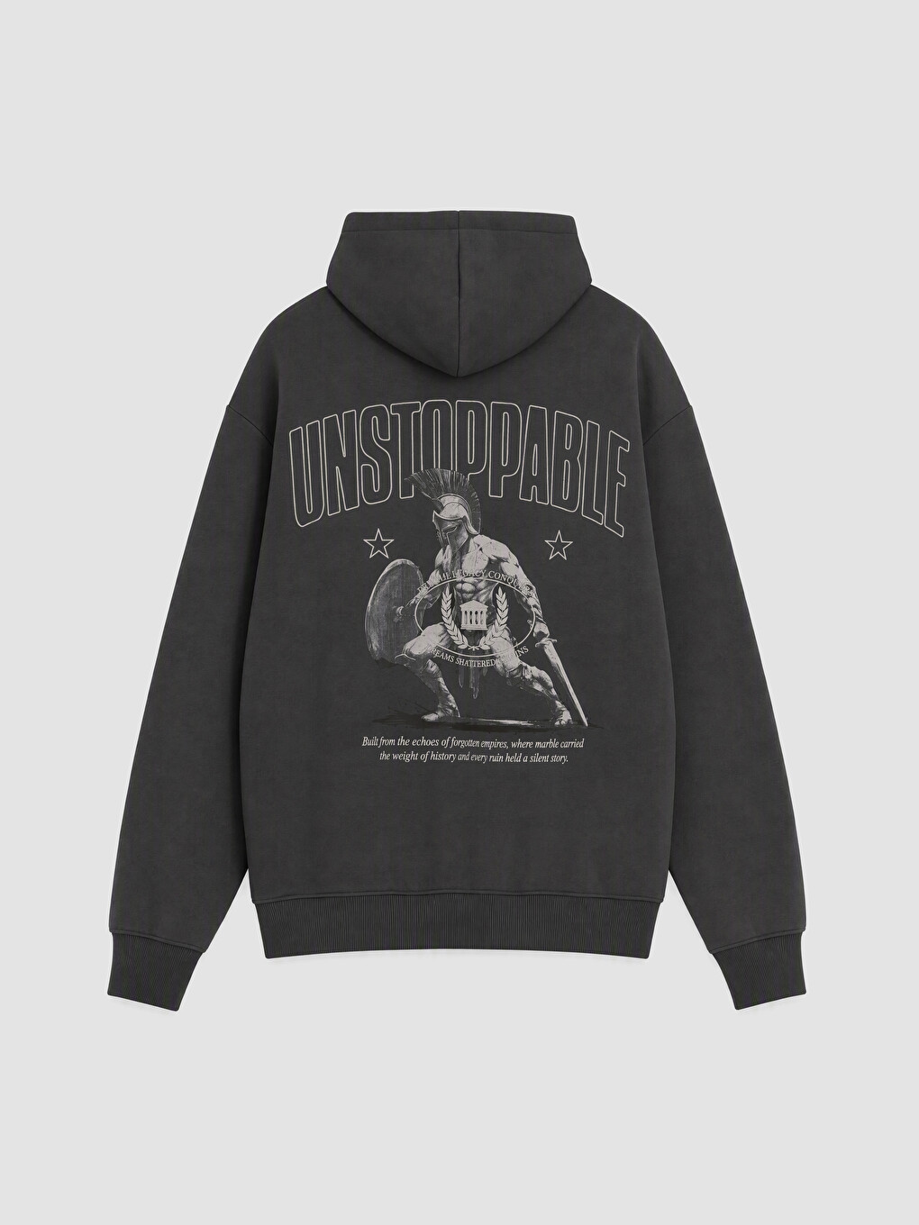 Antrasit Baskılı Erkek Hoodie-6