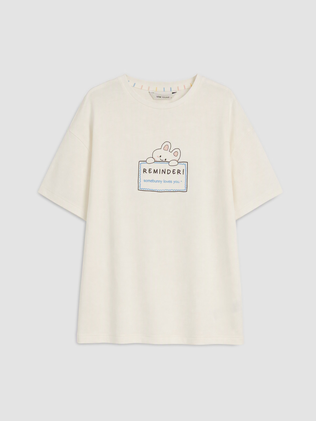 Ekru Bisiklet Yaka Baskılı Kadın Pijama Üstü-1