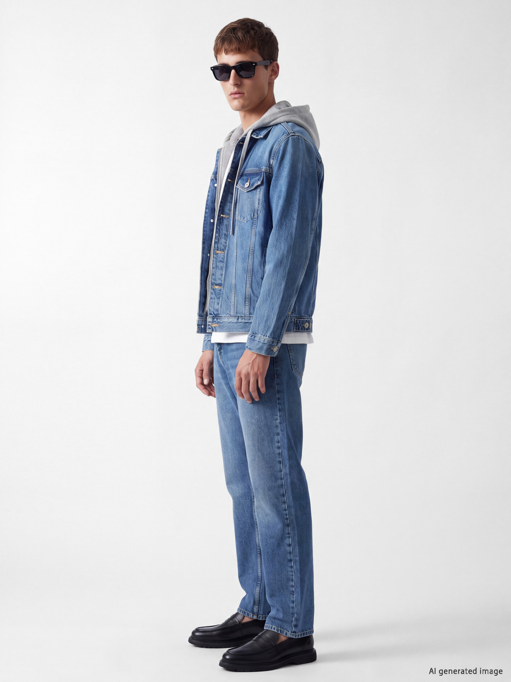 Regular Fit Hooded Jean Jacket-1