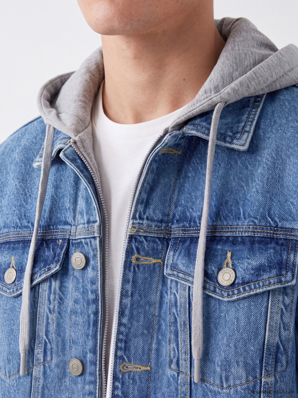 Regular Fit Hooded Jean Jacket-2