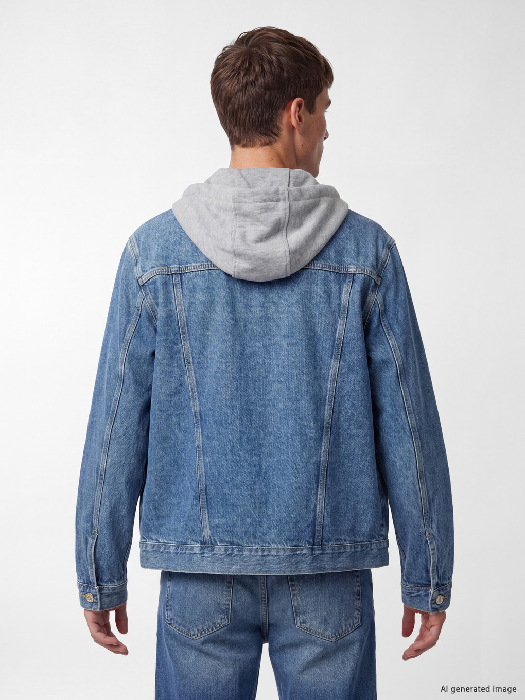 Regular Fit Hooded Jean Jacket-3