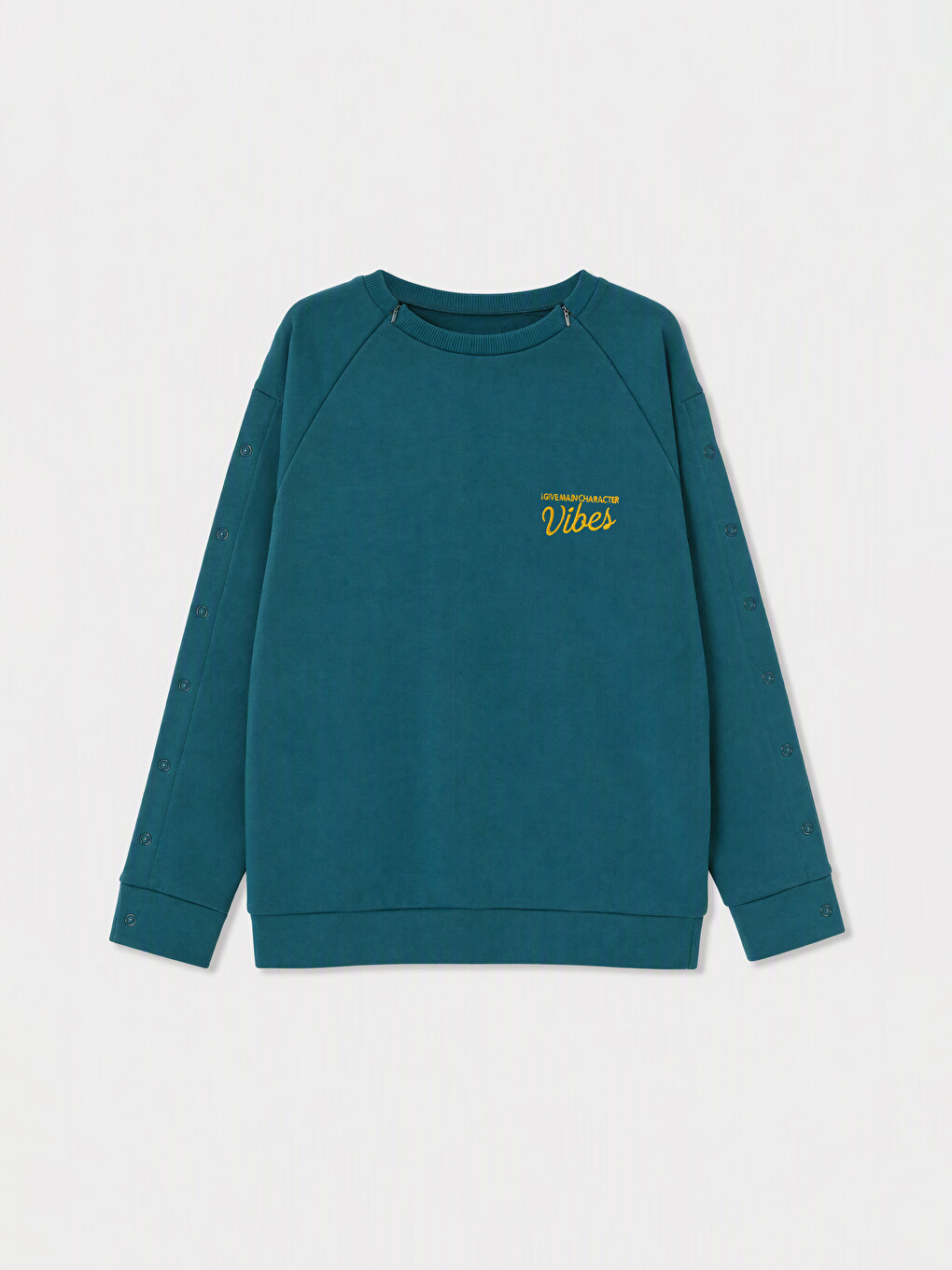 Petrol Kolay Giyilebilir Kız Çocuk Kalın Sweatshirt-1