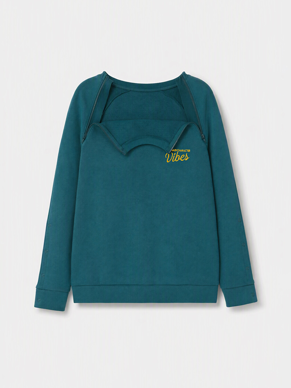 Petrol Kolay Giyilebilir Kız Çocuk Kalın Sweatshirt-2