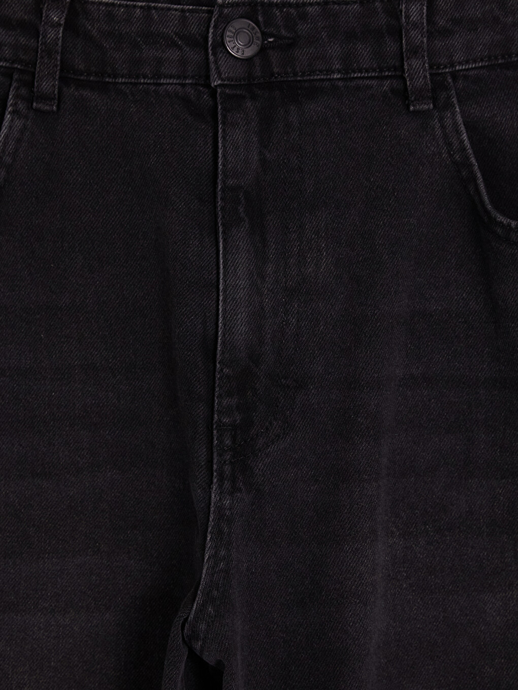 Siyah Baggy Fit Erkek Kargo Jean Pantolon-1