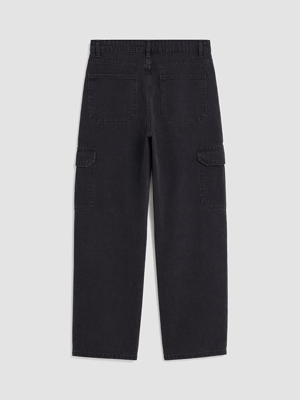 Siyah Baggy Fit Erkek Kargo Jean Pantolon-2