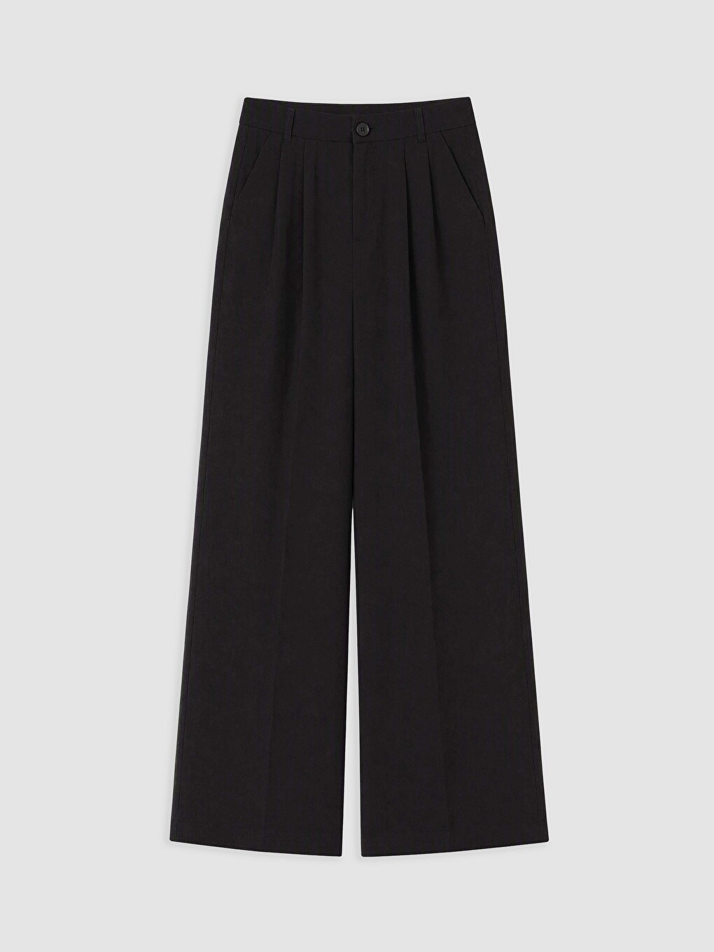 Siyah Loose Fit Kadın Pileli Kumaş Pantolon