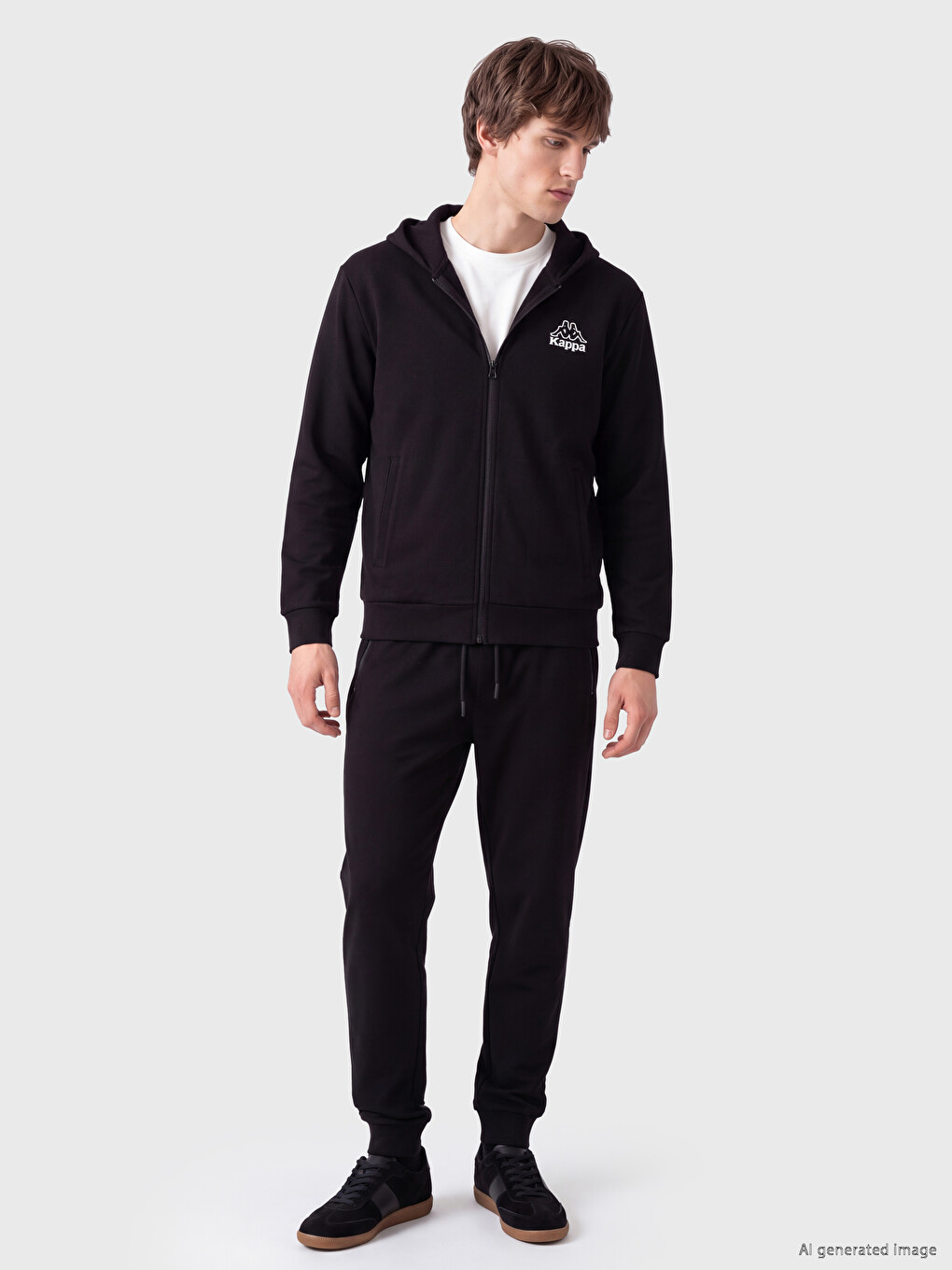 Siyah Kapüşonlu Erkek Fermuarlı Sweatshirt-1