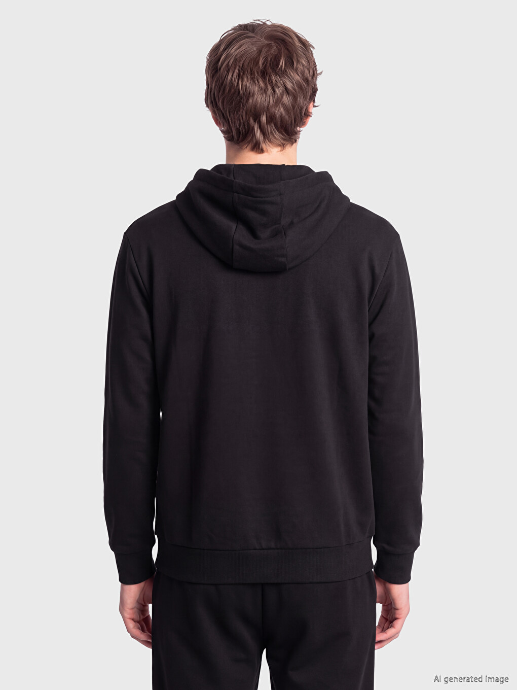 Siyah Kapüşonlu Erkek Fermuarlı Sweatshirt-3