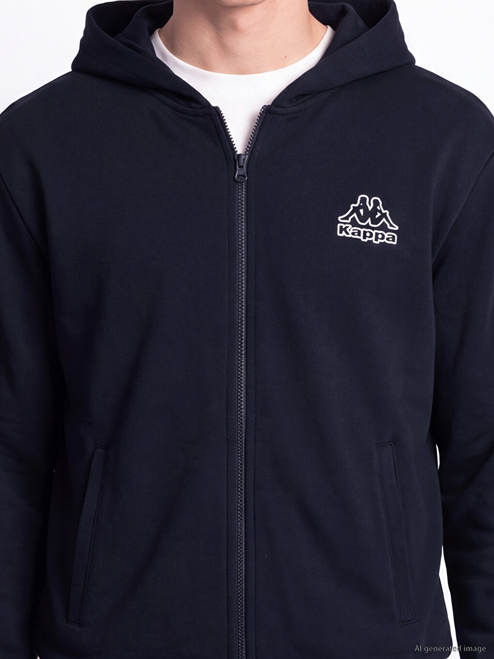 Lacivert Kapüşonlu Erkek Fermuarlı Sweatshirt-2